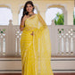 Yellow Lehriya Kota Doria saree