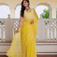Yellow Lehriya Kota Doria saree