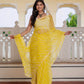 Yellow Lehriya Kota Doria saree