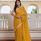 Mustard saree with tussells