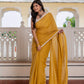 Mustard saree with tussells