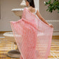 Peach Lehriya Kota Doria saree