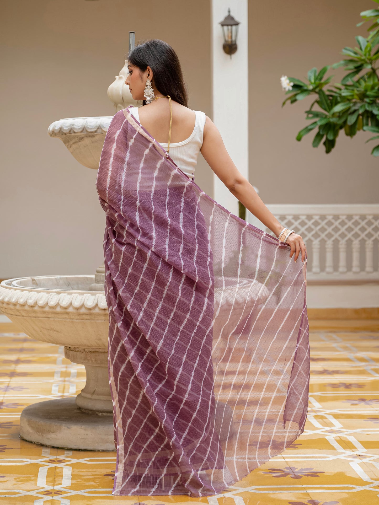 Wine Lehriya Kota Doria saree
