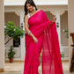 Rani pink saree with tussels