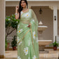 Green HandPainted pure Kota Doria saree