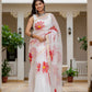 White HandPainted pure Kota Doria saree
