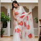 White HandPainted pure Kota Doria saree
