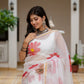 White HandPainted pure Kota Doria saree