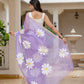 Lilac HandPainted pure Kota Doria saree