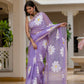 Lilac HandPainted pure Kota Doria saree