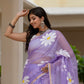 Lilac HandPainted pure Kota Doria saree