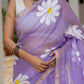 Lilac HandPainted pure Kota Doria saree