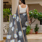 Grey HandPainted pure Kota Doria saree