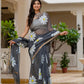 Grey HandPainted pure Kota Doria saree