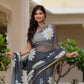 Grey HandPainted pure Kota Doria saree