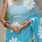 Sky blue HandPainted pure Kota Doria saree