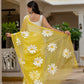 Yellow HandPainted pure Kota Doria saree
