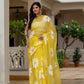 Yellow HandPainted pure Kota Doria saree