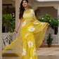Yellow HandPainted pure Kota Doria saree