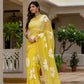 Yellow HandPainted pure Kota Doria saree
