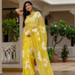 Yellow HandPainted pure Kota Doria saree