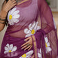 Wine HandPainted pure Kota Doria saree