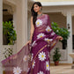 Wine HandPainted pure Kota Doria saree