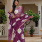Wine HandPainted pure Kota Doria saree