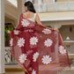 Maroon HandPainted pure Kota Doria saree