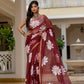 Maroon HandPainted pure Kota Doria saree