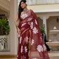 Maroon HandPainted pure Kota Doria saree
