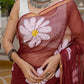 Maroon HandPainted pure Kota Doria saree