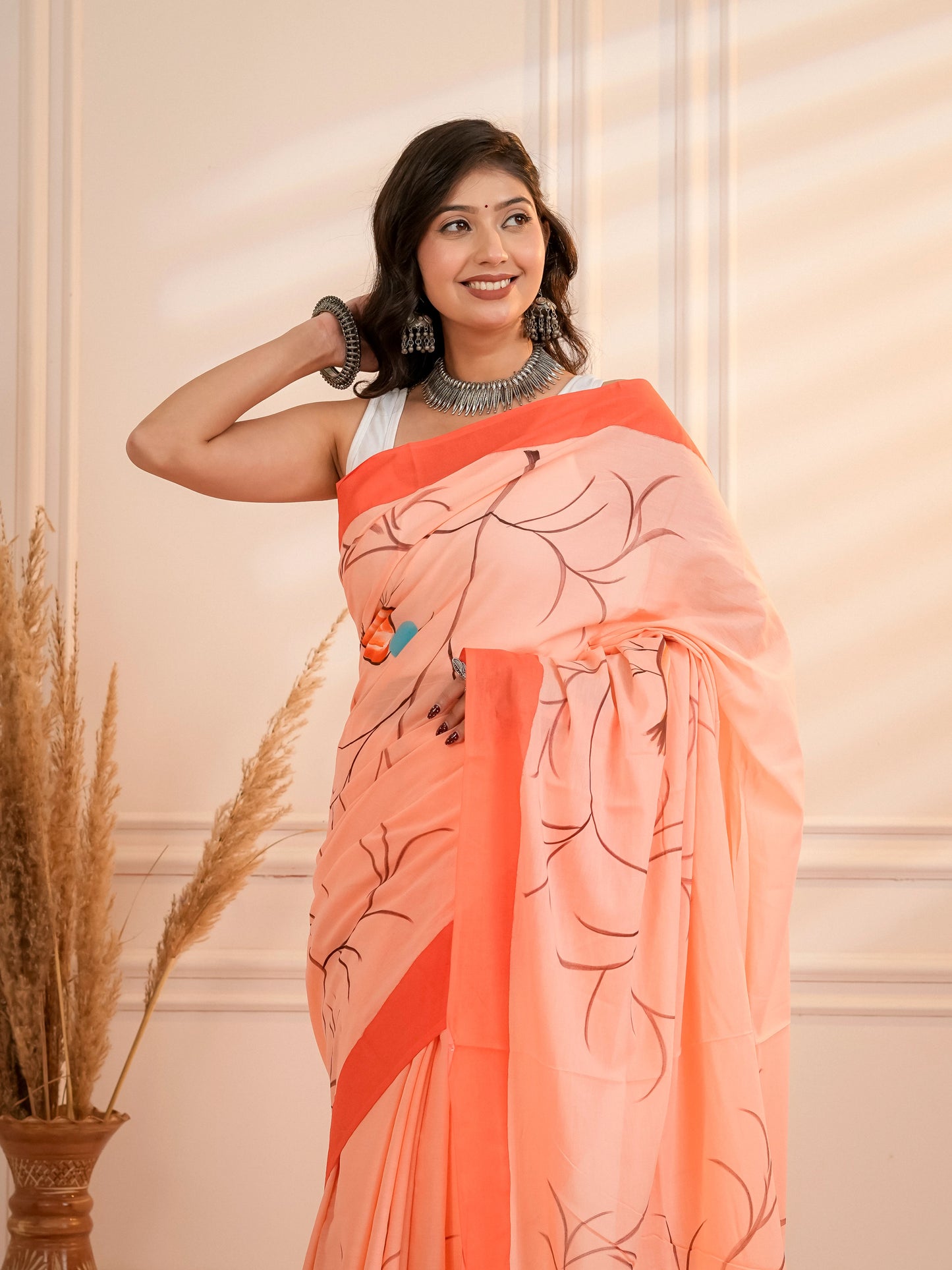 Birdie peach saree