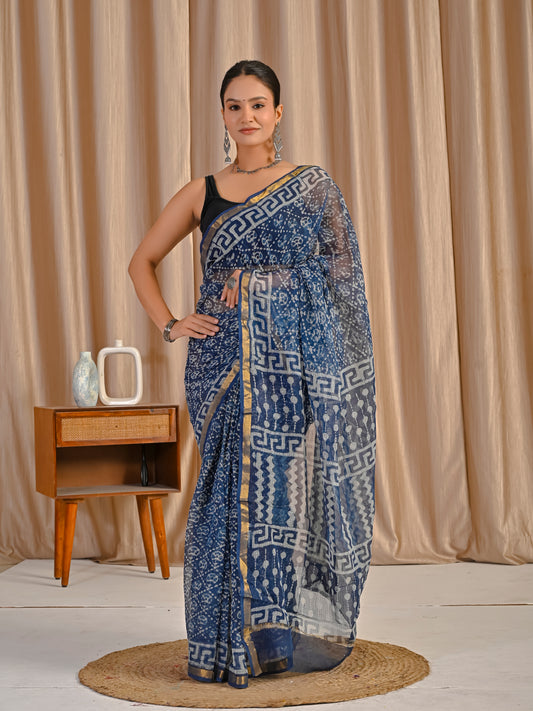 Indigo jaal kota doriya saree