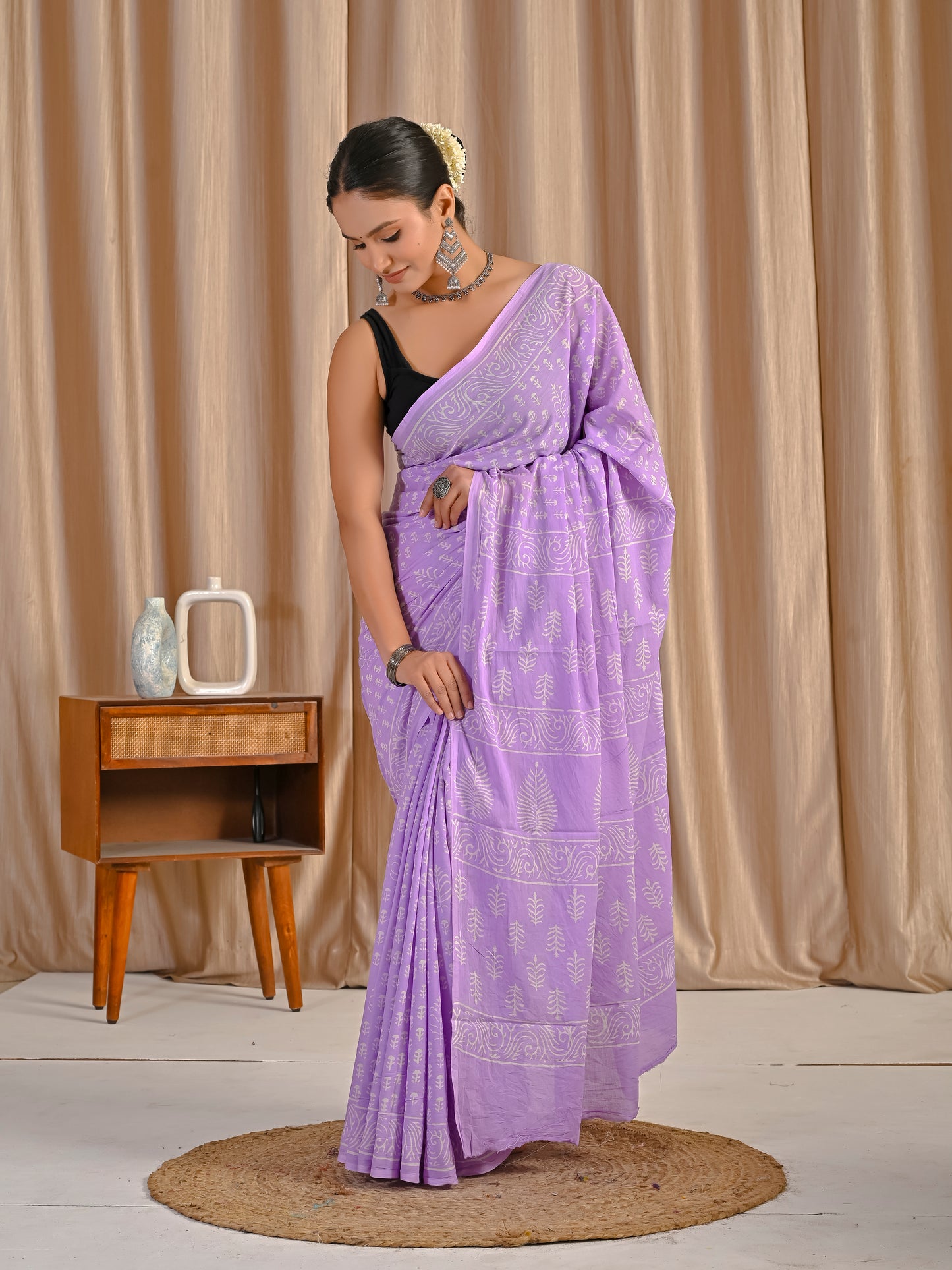 Lavender pure mul saree