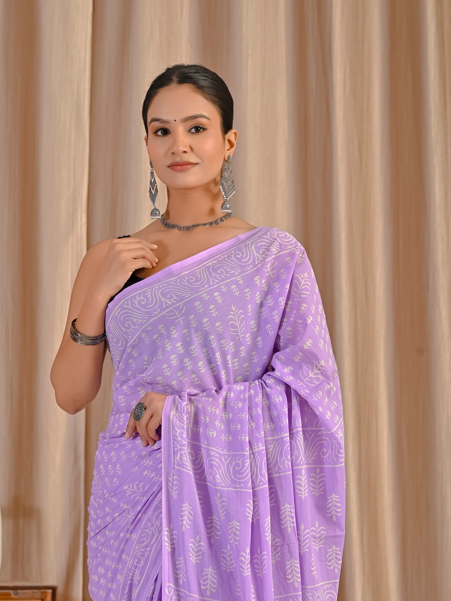 Lavender pure mul saree