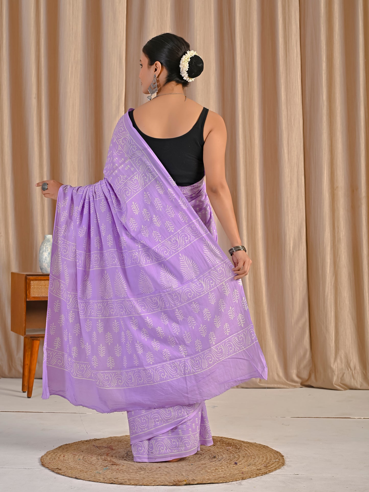 Lavender pure mul saree
