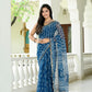 Indigo Bootie Hand Block Printed Pure Kota Doria Saree