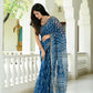 Indigo Bootie Hand Block Printed Pure Kota Doria Saree