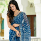 Indigo Bootie Hand Block Printed Pure Kota Doria Saree