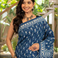 Indigo bootie pure mul saree