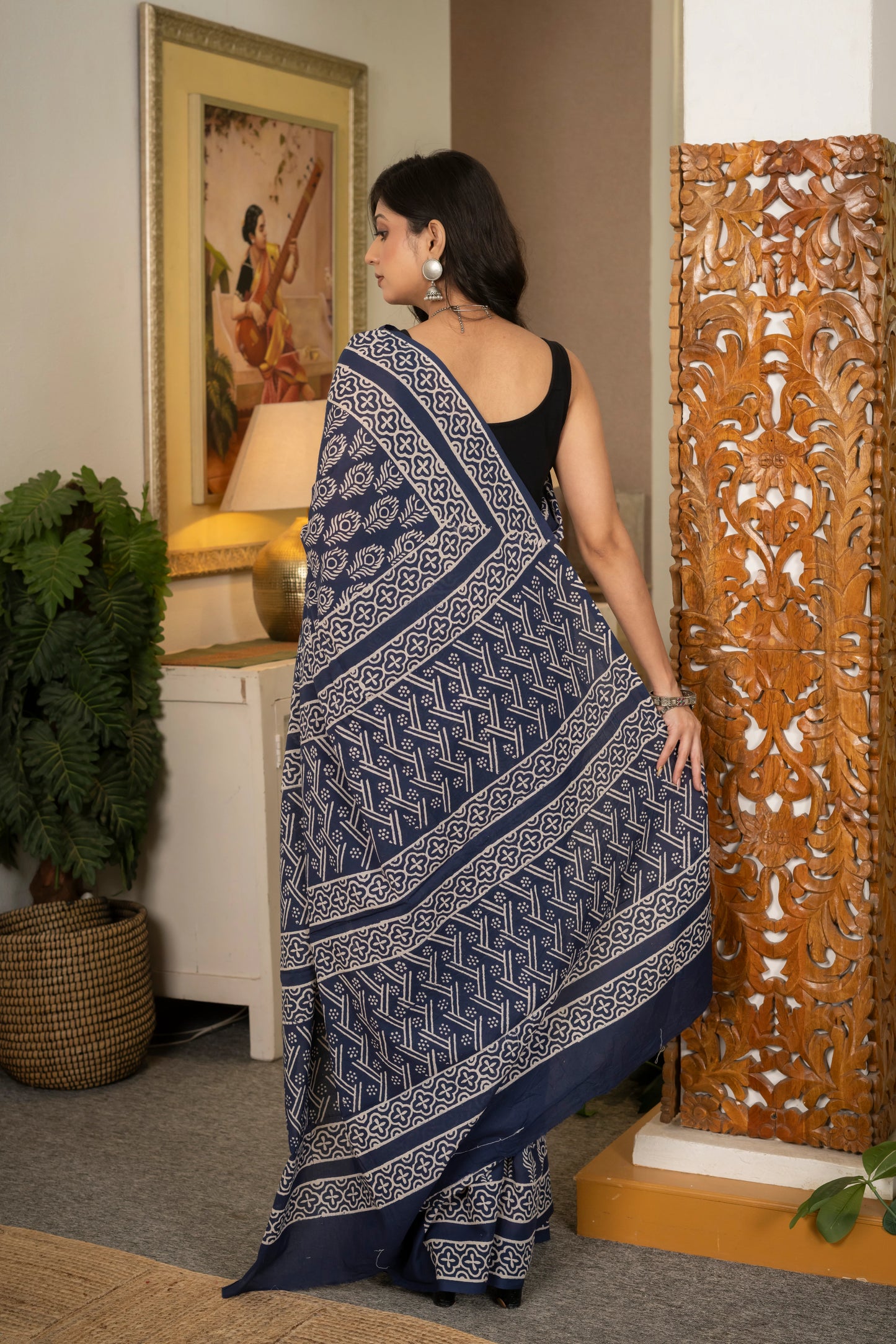 Grey bootie pure mul saree