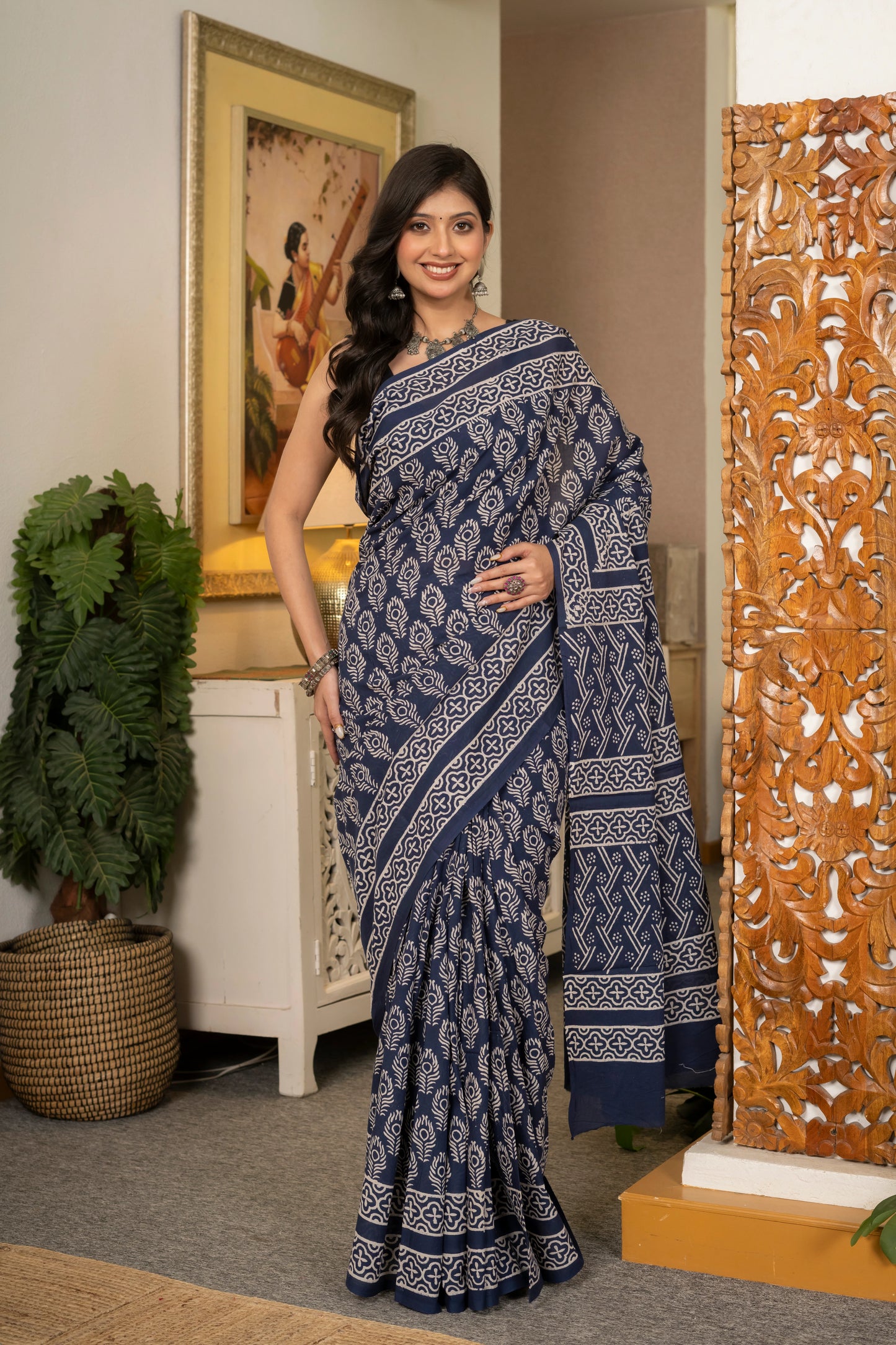 Grey bootie pure mul saree