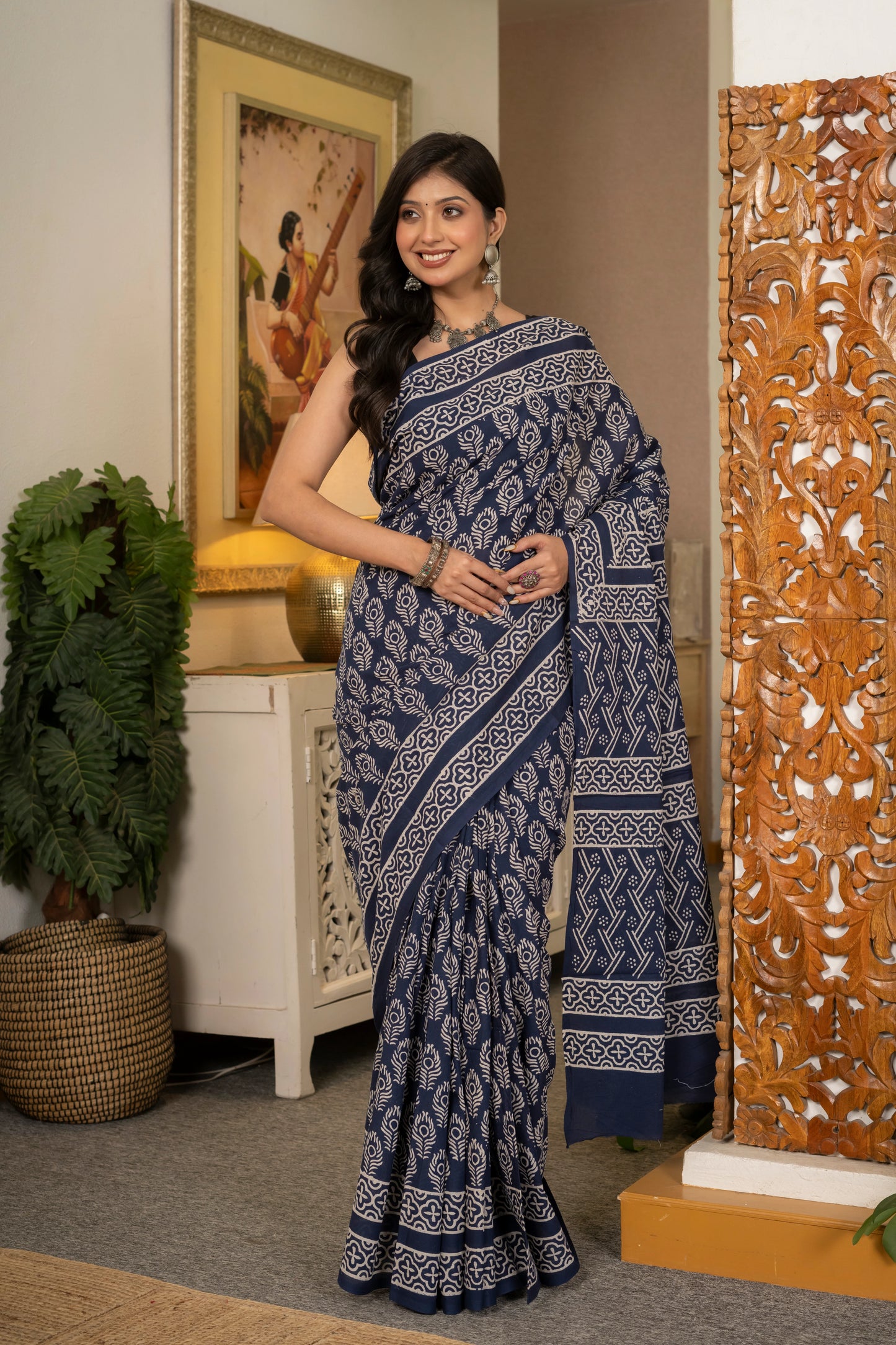 Grey bootie pure mul saree