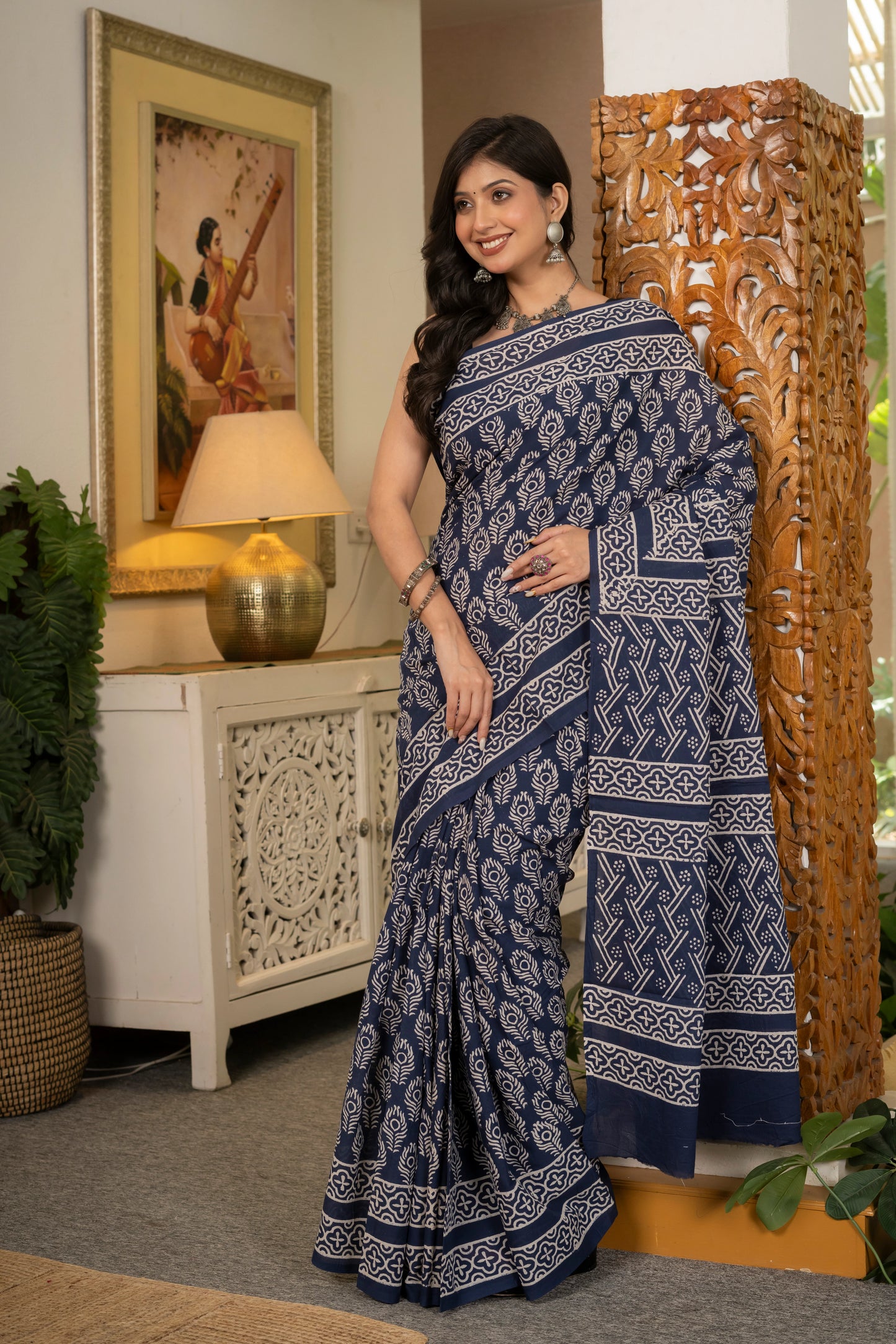 Grey bootie pure mul saree