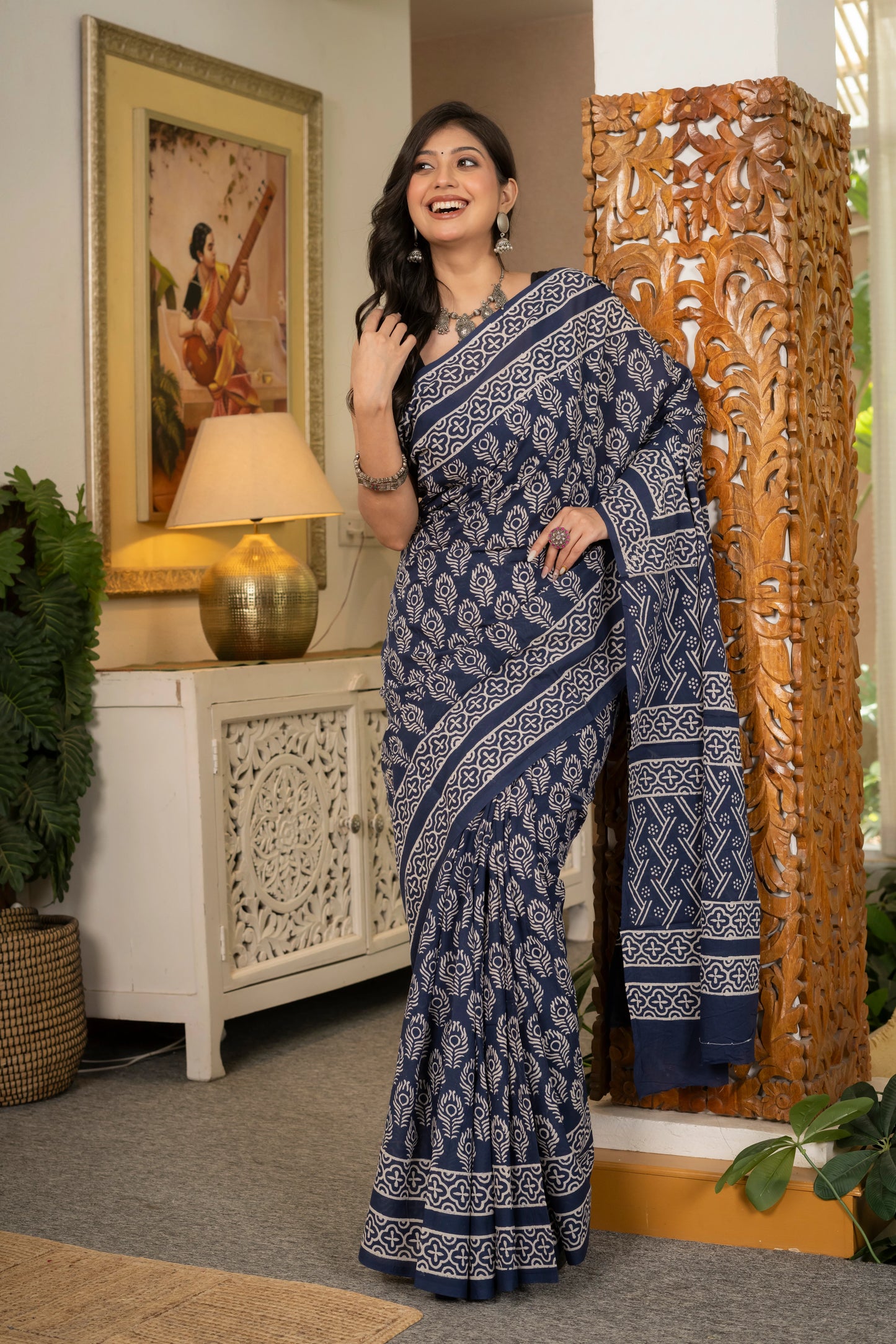 Grey bootie pure mul saree