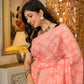 Peach bootie pure mul saree