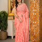 Peach bootie pure mul saree