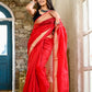 Red color kota silk saree with heavy zari border