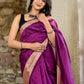 Purple color kota silk saree with heavy zari border